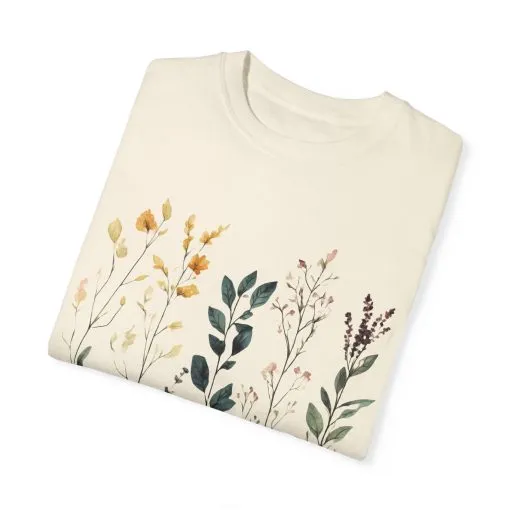 Floral Garden Unisex Garment-Dyed T-Shirt - Nature-Inspired Tee - Image 6