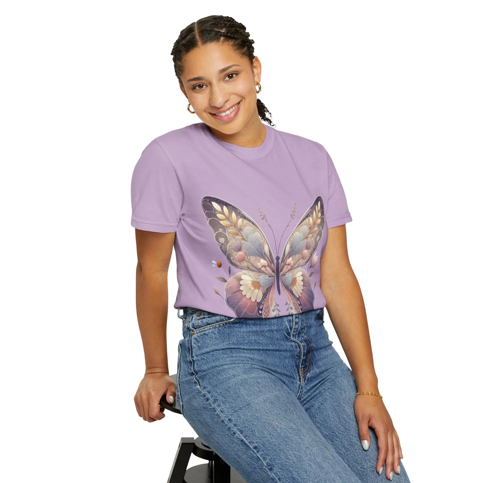 Butterfly Wings Unisex Garment-Dyed T-Shirt - Nature-Inspired Design - Image 4