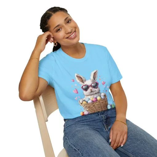 Cute Bunny Easter T-Shirt - Unisex Softstyle Tee with Colorful Egg Design - Image 40