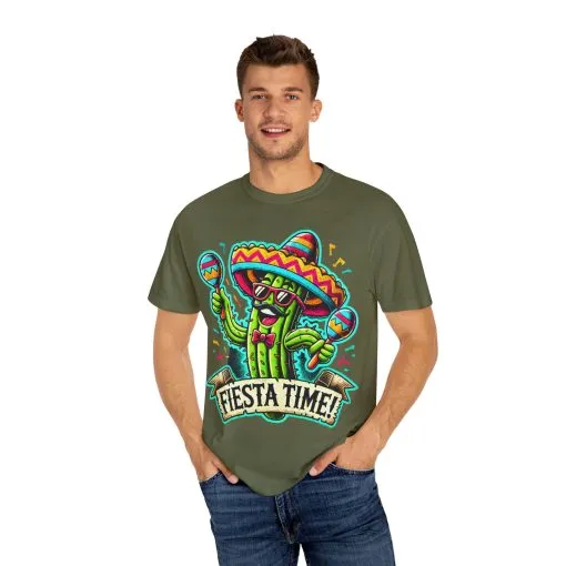 Fiesta Time Cactus T-Shirt - Unisex Garment-Dyed Tee for Celebration Lovers - Image 19