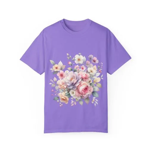 Floral Bliss Unisex Garment-Dyed T-Shirt – Perfect for Spring Celebrations and Everyday Wear - Image 45