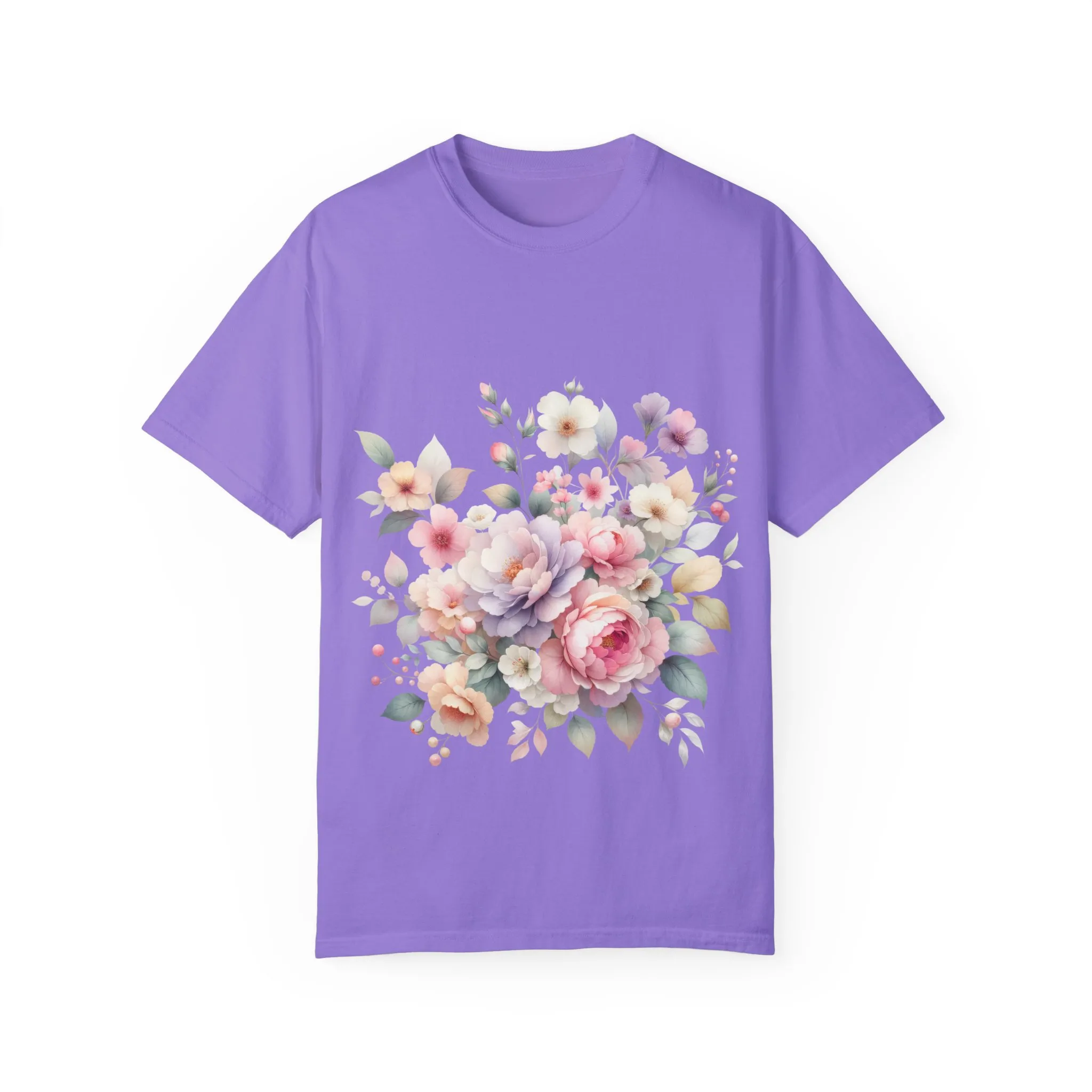 Floral Bliss Women's Garment-Dyed T-Shirt – Perfect for Spring Celebrations and Everyday Wear - Image 45