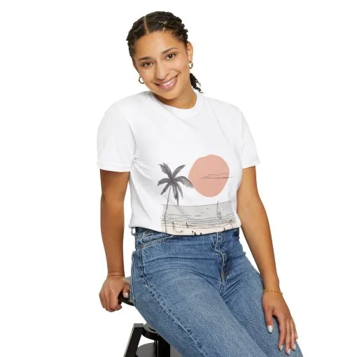 Sunset Beach Vibe Unisex Garment-Dyed T-Shirt - Image 8