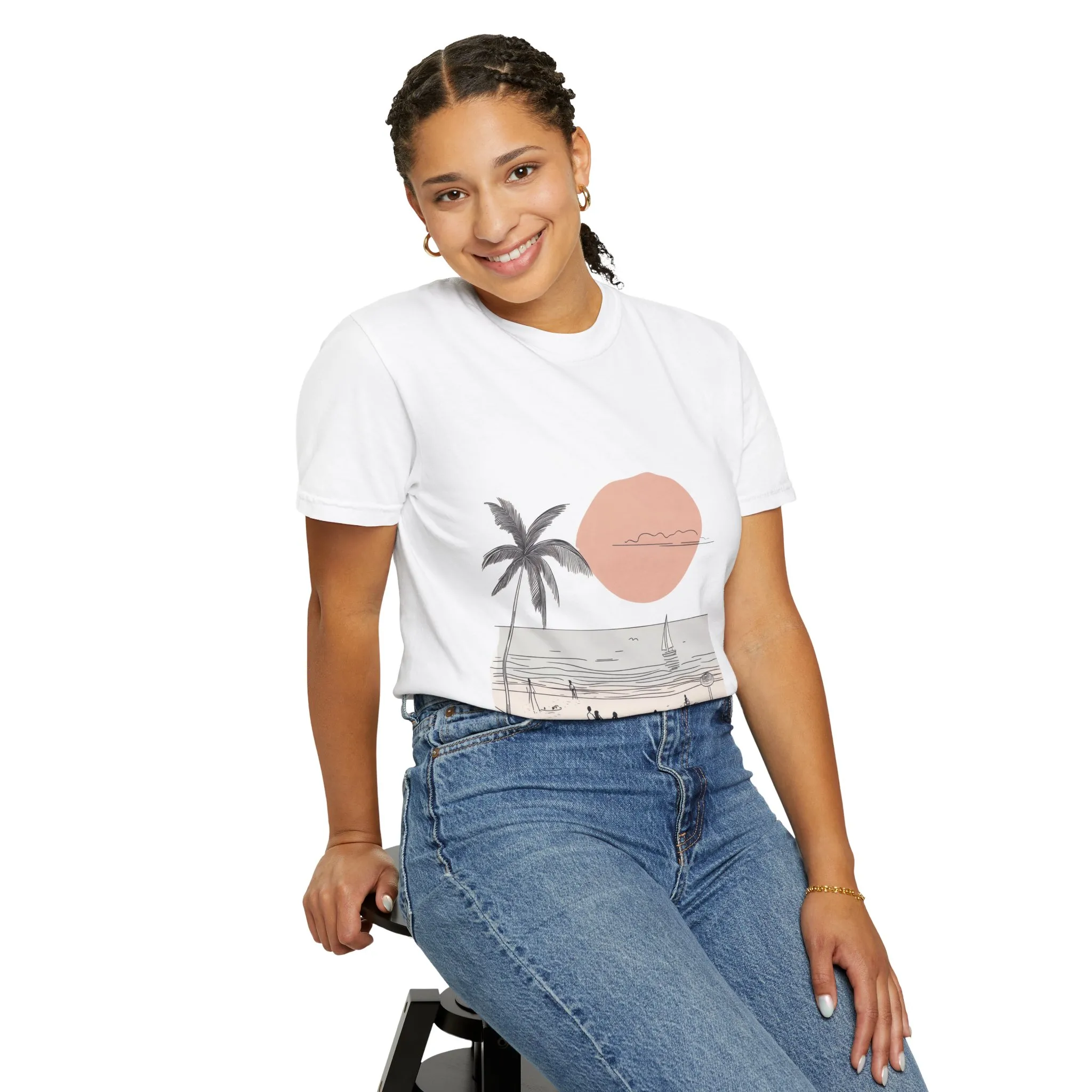 Sunset Beach Vibe Unisex Garment-Dyed T-Shirt - Image 8