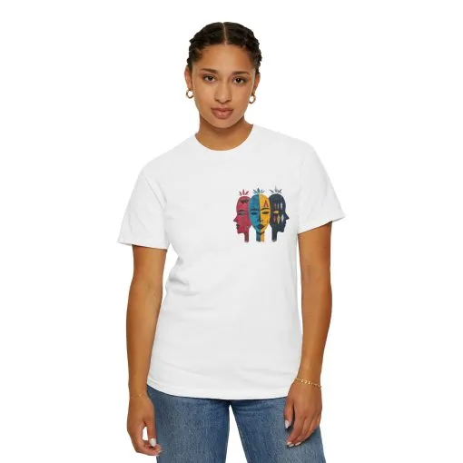 Vibrant Unisex Garment-Dyed T-Shirt with African Masks Design