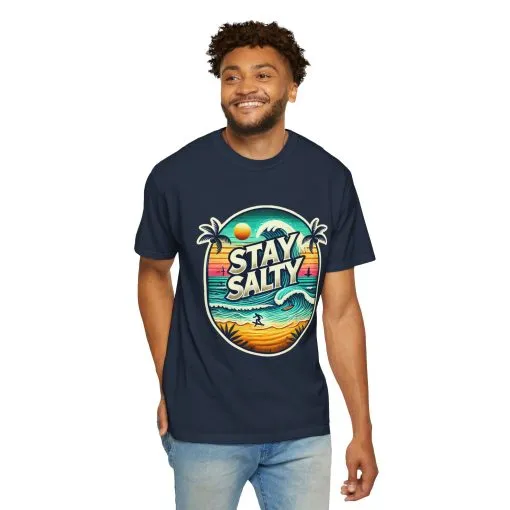 Stay Salty Unisex Garment-Dyed T-Shirt – Perfect for Beach Lovers & Summer Vibes - Image 44