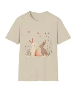 Spring Bunny Love Unisex Softstyle T-Shirt - Cute Floral Design for Easter Celebrations