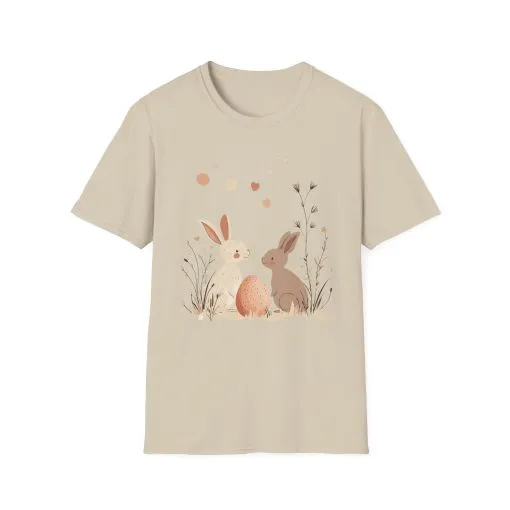 Spring Bunny Love Unisex Softstyle T-Shirt - Cute Floral Design for Easter Celebrations