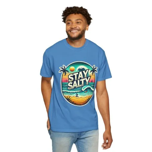 Stay Salty Unisex Garment-Dyed T-Shirt – Perfect for Beach Lovers & Summer Vibes - Image 36