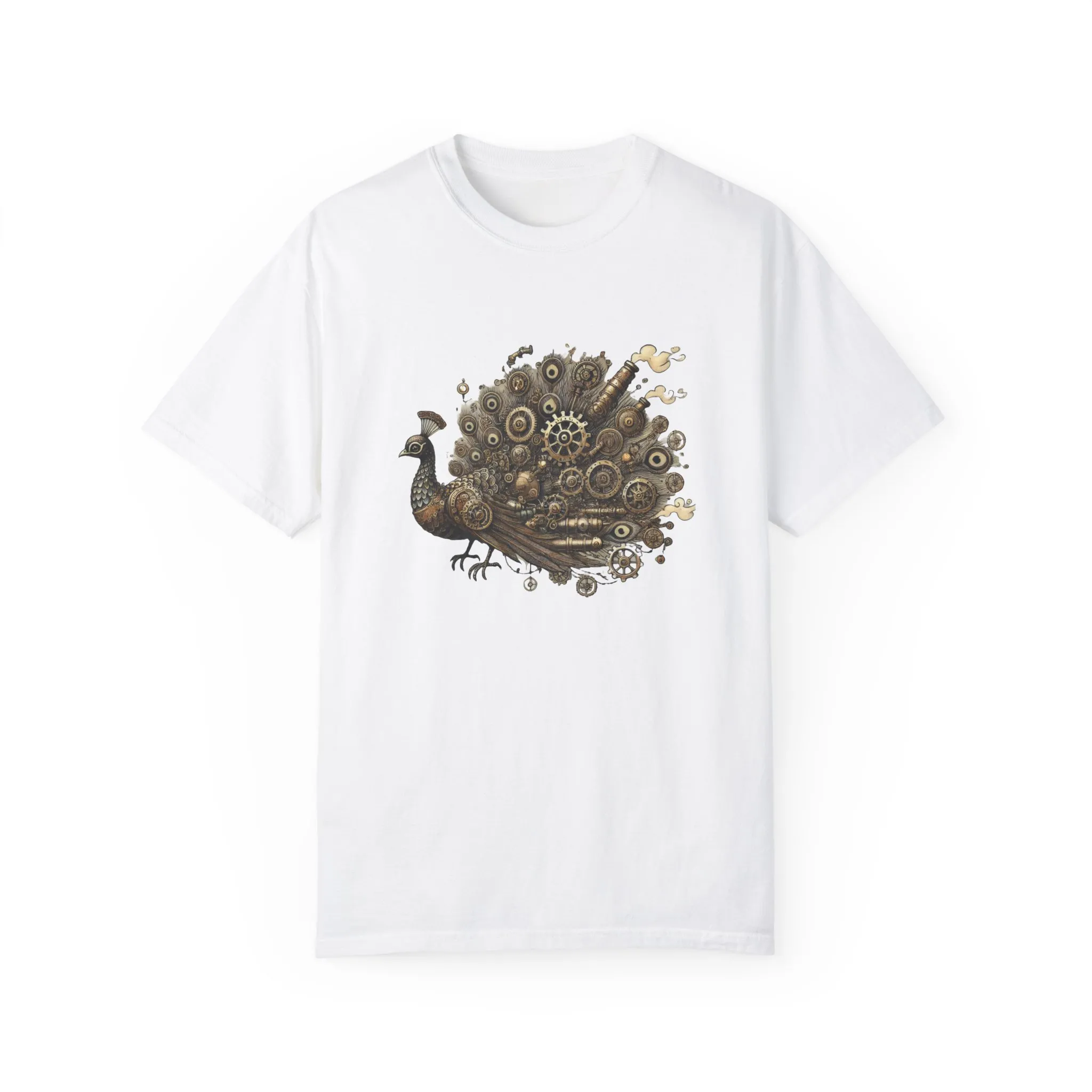 Steampunk Peacock Unisex Garment-Dyed T-Shirt - Image 5