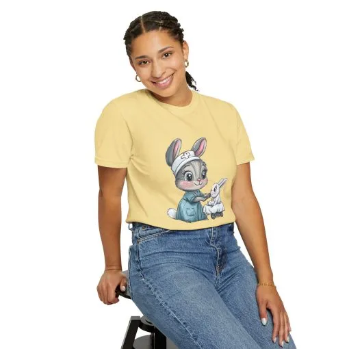 Cute Nurse Bunny Unisex Garment-Dyed T-Shirt - Image 19