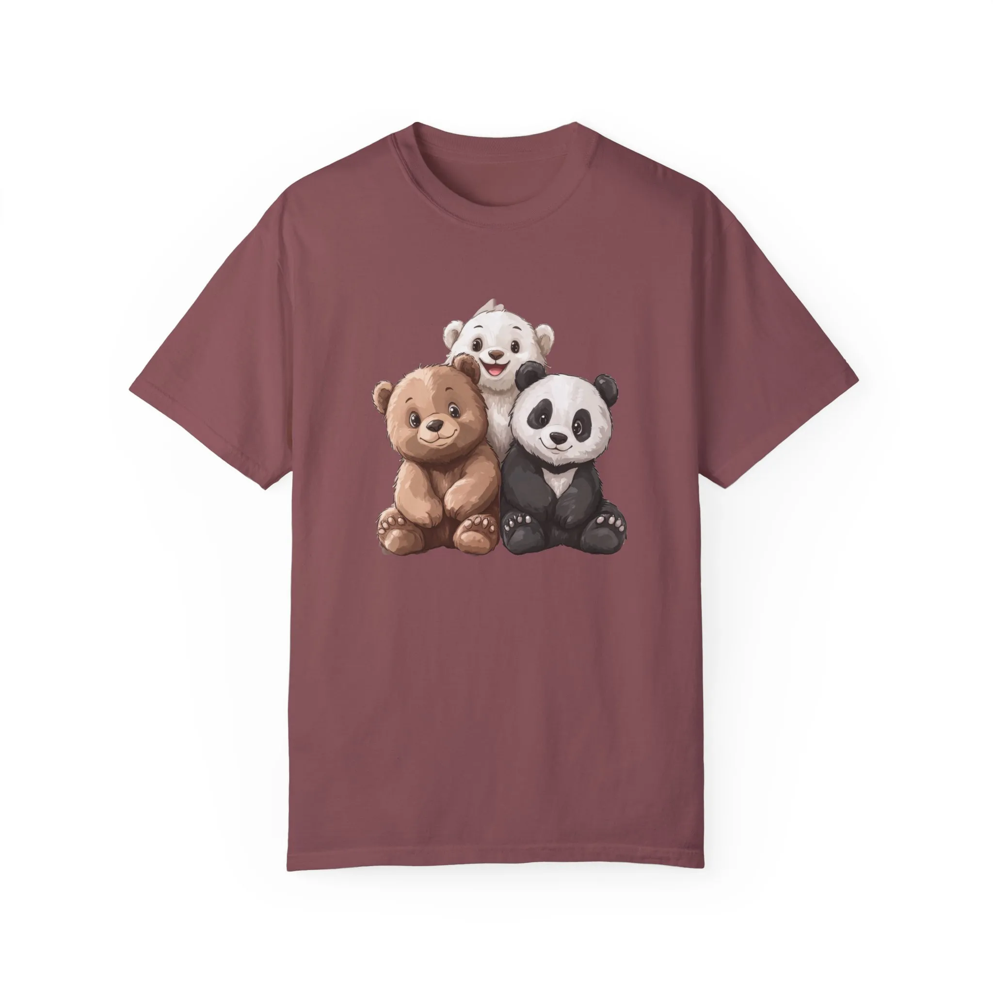 Adorable Bear and Panda Friends Unisex Garment-Dyed T-Shirt - Image 9