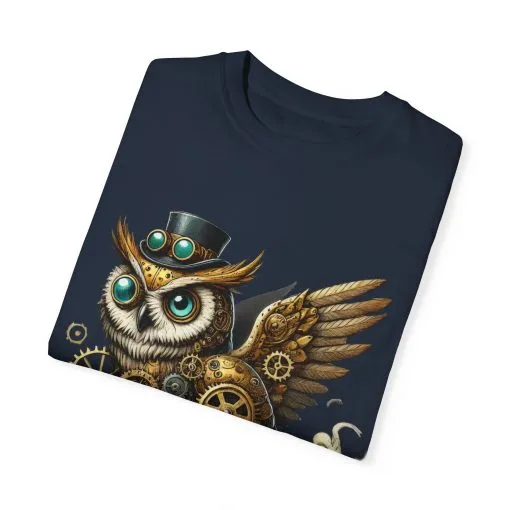 Steampunk Owl Unisex Garment-Dyed T-Shirt - Image 38
