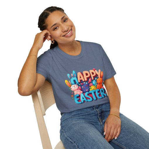Happy Easter Unisex Softstyle T-Shirt - Fun Spring Bunny Design - Image 40