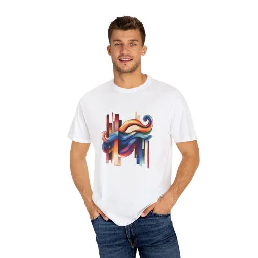 Colorful Abstract Art Unisex Garment-Dyed T-Shirt | Trendy Graphic Tee for Art Lovers - Image 7