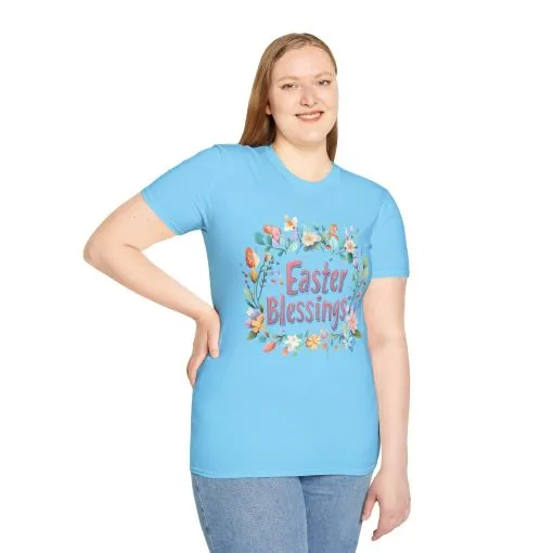 Easter Blessings Unisex Softstyle T-Shirt – Spring Floral Design - Image 24