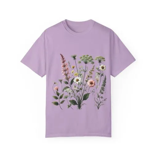 Botanical Print Unisex Garment-Dyed T-Shirt | Eco-Friendly Floral Tee for Nature Lovers - Image 29