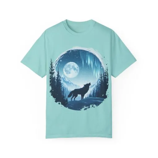 Mystical Wolf Moon T-shirt - Unisex Garment-Dyed Tee for Nature Lovers - Image 9