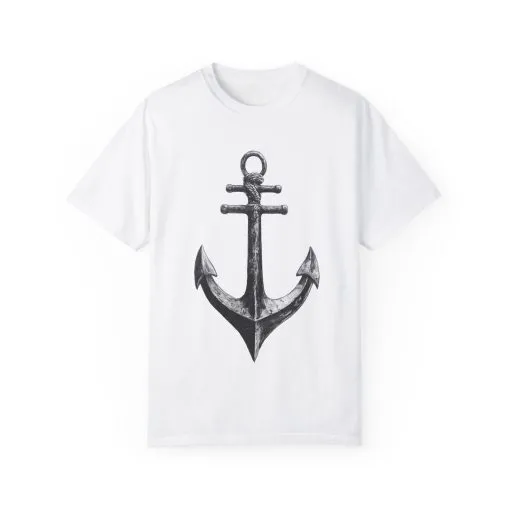 Nautical Anchor Unisex Garment-Dyed T-shirt | Casual Marine Style Wear - Image 2