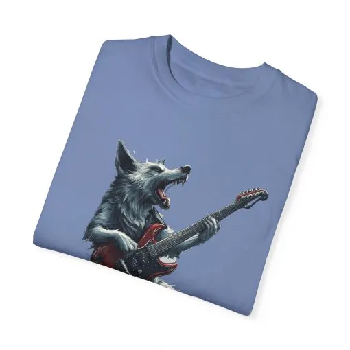 Rocking Wolf Unisex Garment-Dyed T-Shirt - Music Lover's Tee - Image 14