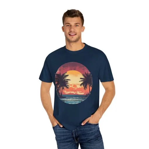 Unisex Garment-Dyed T-shirt | Sunset Beach Vibes Tee - Image 23