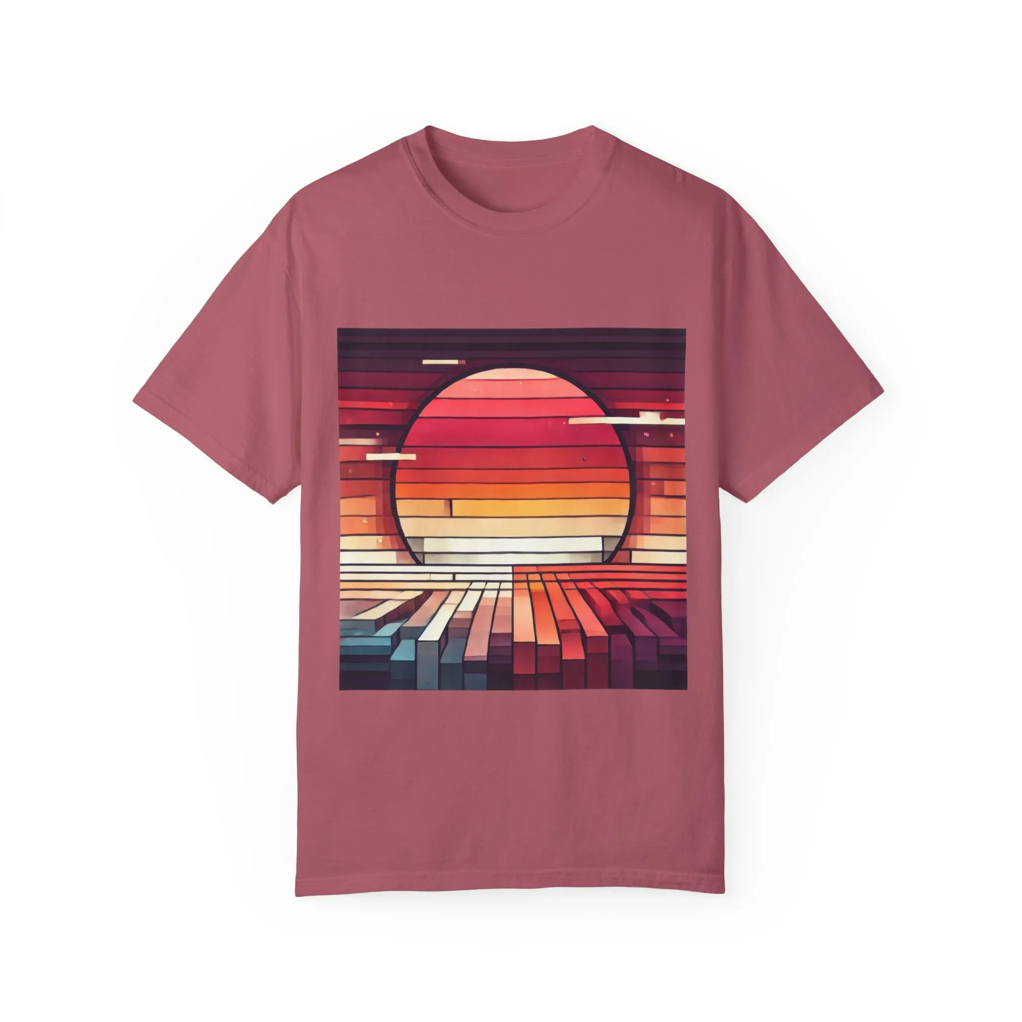 Retro Sunset Piano Unisex Garment-Dyed T-Shirt - Image 29