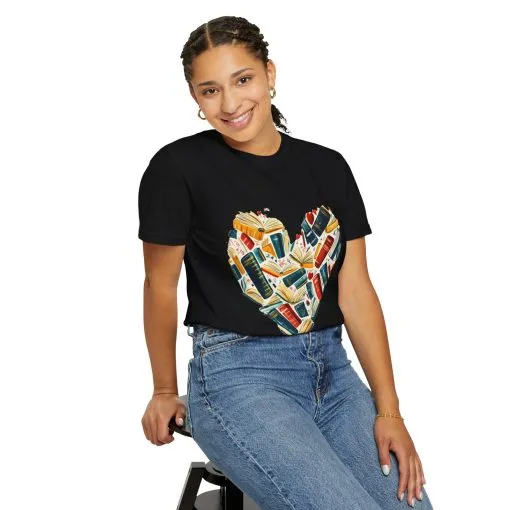 Book Lover's Heart Unisex Garment-Dyed T-Shirt - Image 32