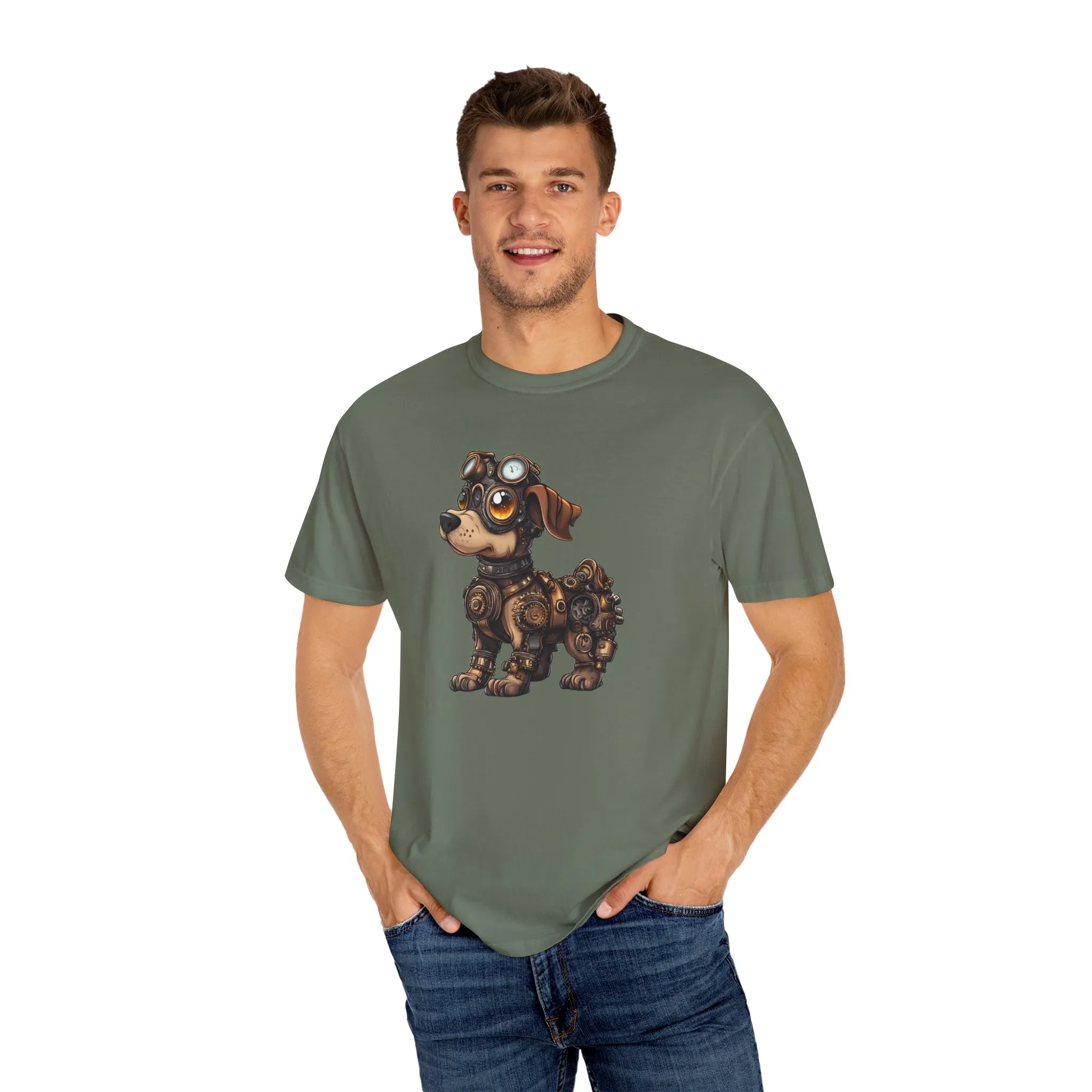 Steampunk Dog Unisex Garment-Dyed T-Shirt - Image 27