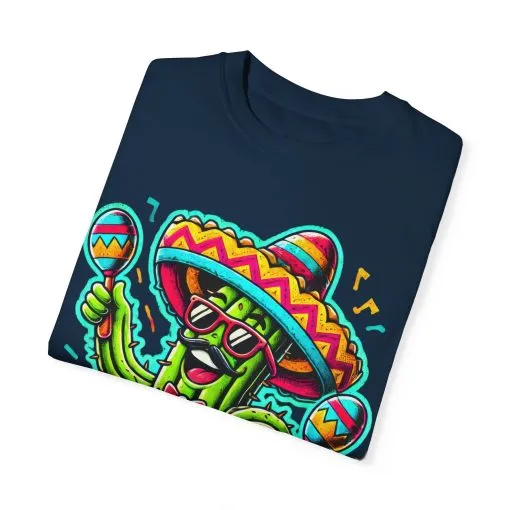 Fiesta Time Cactus T-Shirt - Unisex Garment-Dyed Tee for Celebration Lovers - Image 2