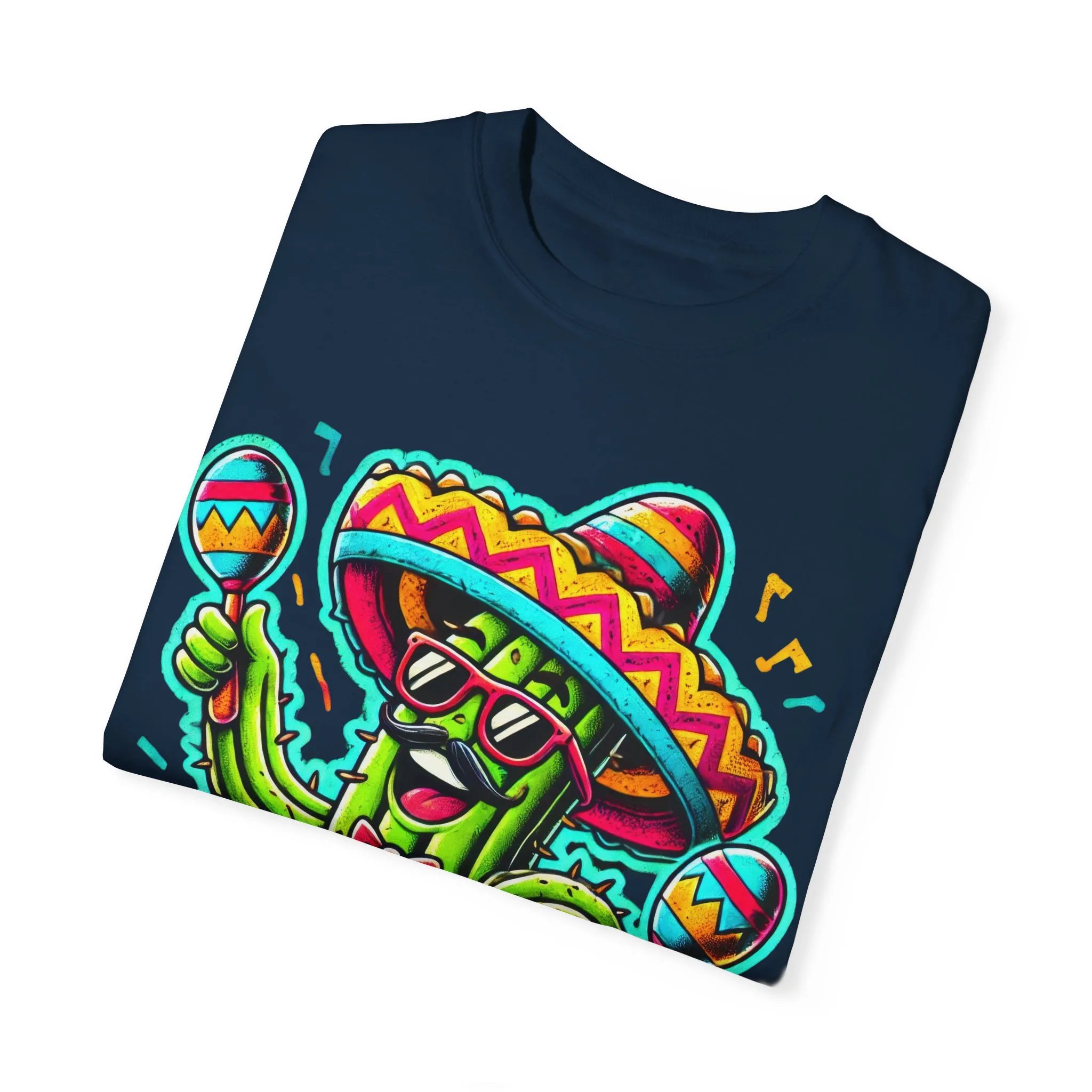 Fiesta Time Cactus T-Shirt - Unisex Garment-Dyed Tee for Celebration Lovers - Image 2