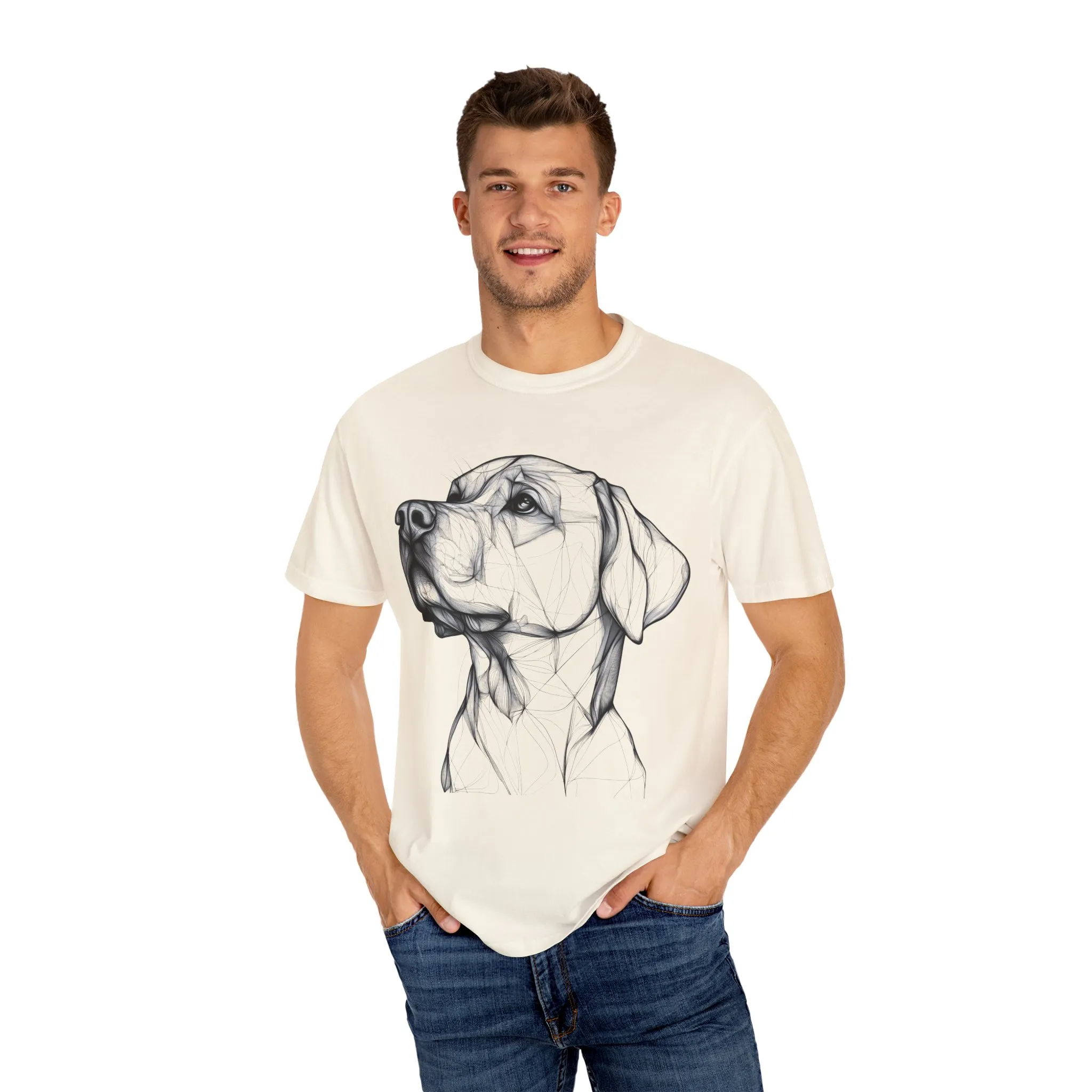 Stylish Dog Portrait Unisex Garment-Dyed T-Shirt - Image 7