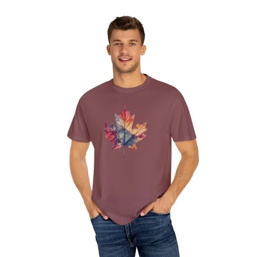 Autumn Maple Leaf Unisex Garment-Dyed T-Shirt - Image 11