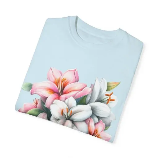 Floral Elegance Unisex Garment-Dyed T-Shirt - Perfect for Spring Celebrations - Image 2