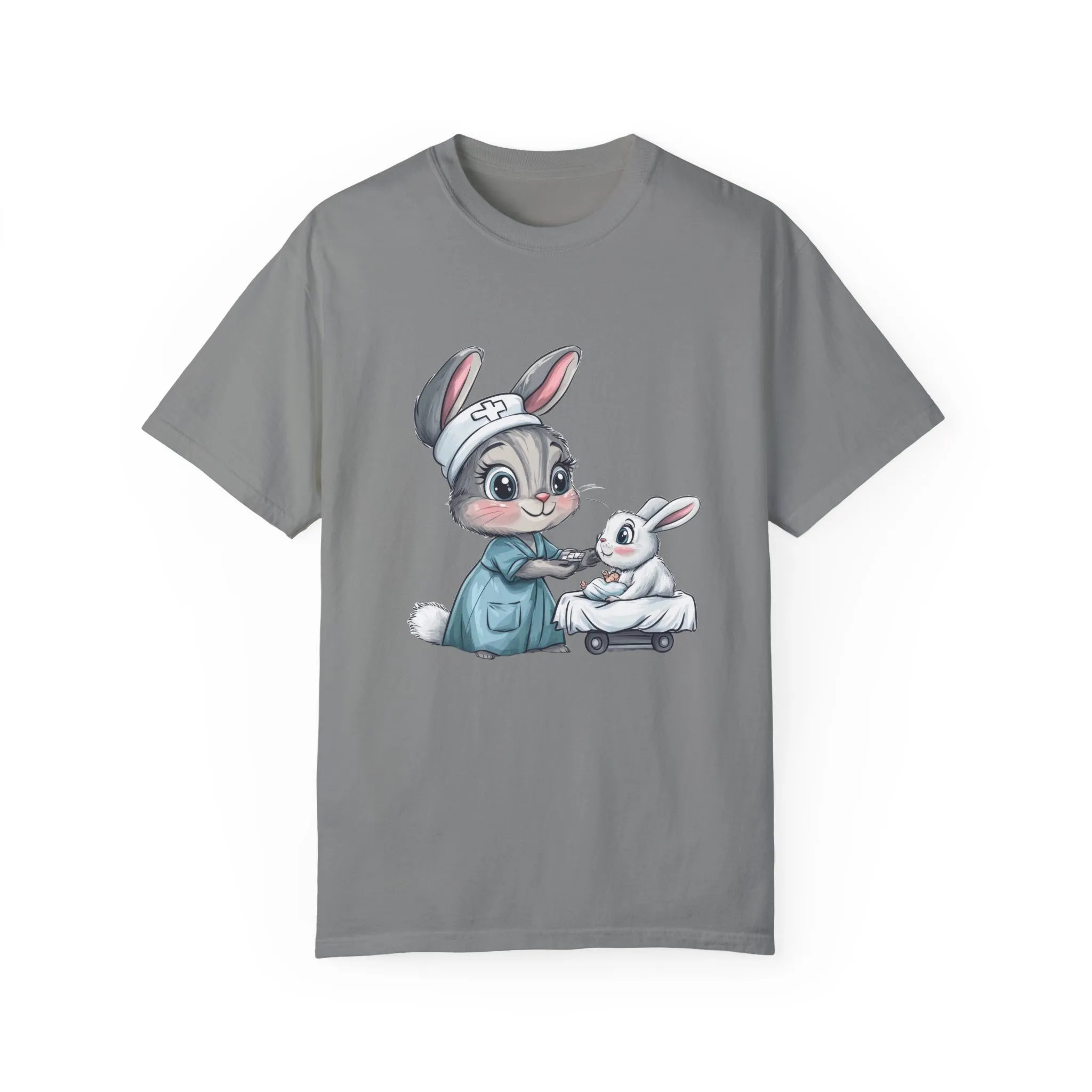Cute Nurse Bunny Unisex Garment-Dyed T-Shirt - Image 36