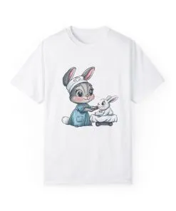 Cute Nurse Bunny Unisex Garment-Dyed T-Shirt