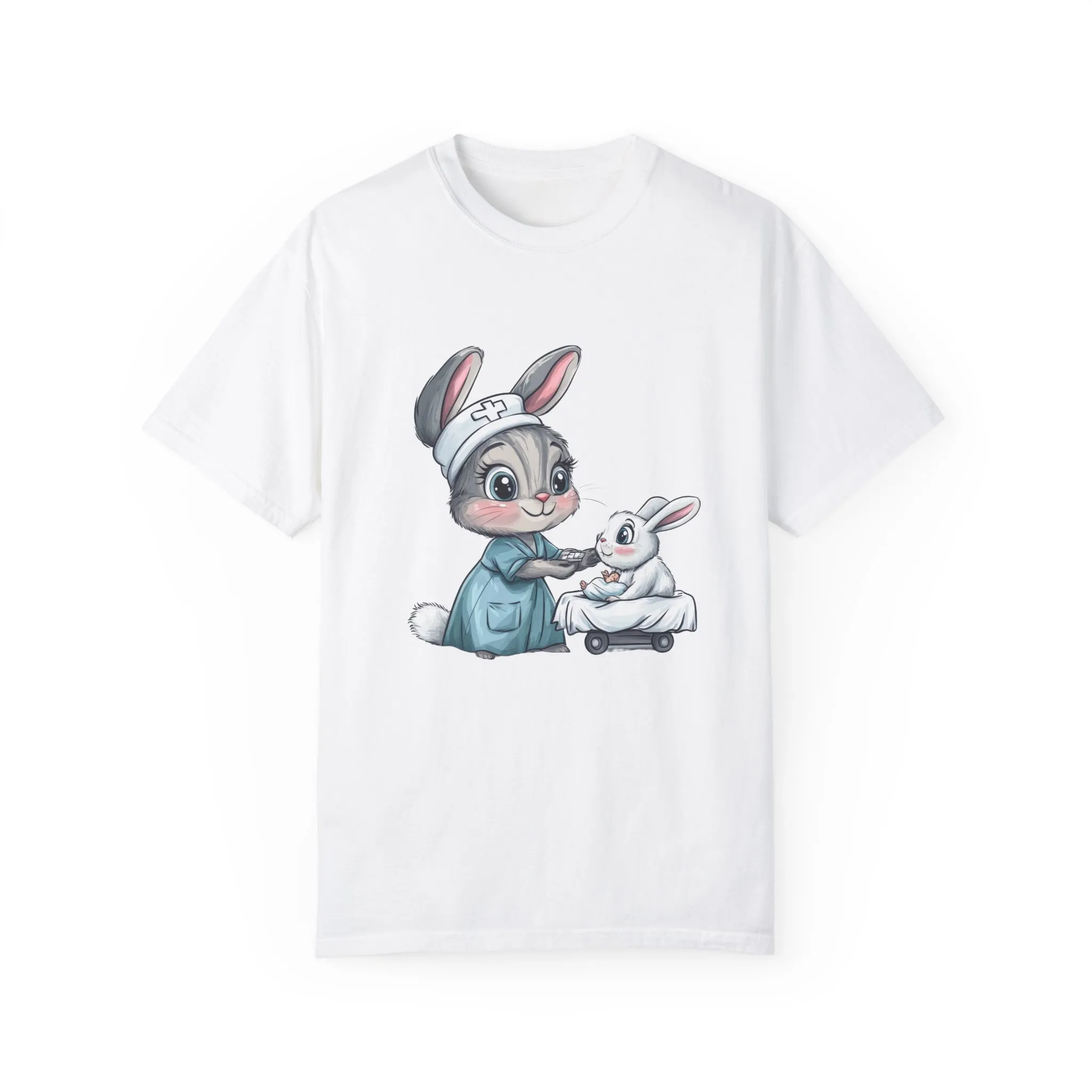 Cute Nurse Bunny Unisex Garment-Dyed T-Shirt