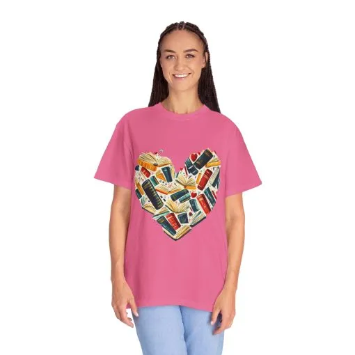 Book Lover's Heart Unisex Garment-Dyed T-Shirt - Image 43