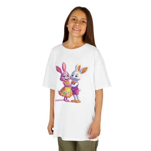 Cute Bunny Love Kids Heavy Cotton Tee - Adorable Cartoon Design for Spring Celebrations - Image 6