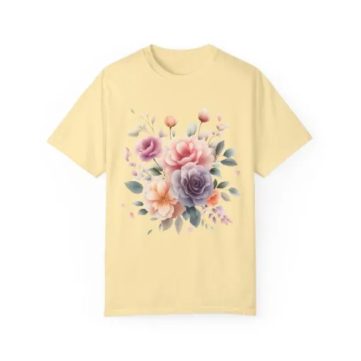 Floral Garden Unisex Garment-Dyed T-Shirt | Soft and Stylish Tee for Spring and Summer Occasions - Image 9