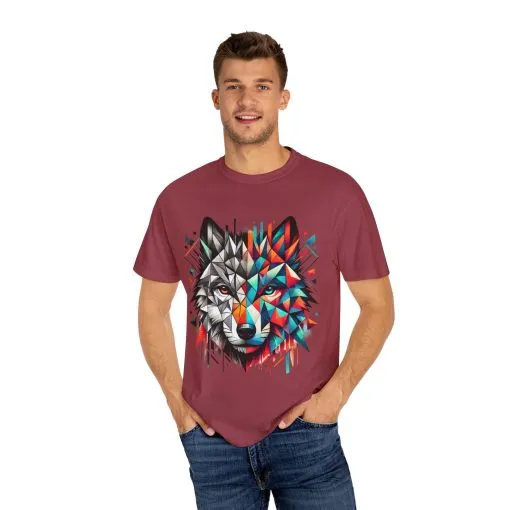 Vibrant Wolf Design Unisex Garment-Dyed T-Shirt - Colorful Art Tee - Image 30
