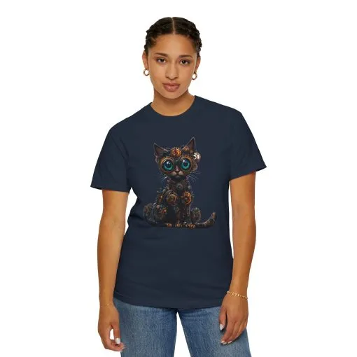 Steampunk Cat Unisex Garment-Dyed T-Shirt - Image 40
