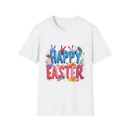 Easter Joy Unisex Softstyle T-Shirt - Spring Floral Design - Image 6
