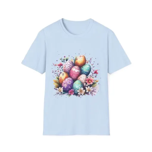 Easter Egg Floral Unisex Softstyle T-Shirt - Vibrant Spring Design - Image 31