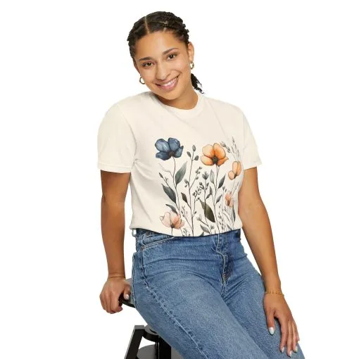 Floral Garden Unisex Garment-Dyed T-Shirt - Eco-Friendly Spring Wear - Image 8