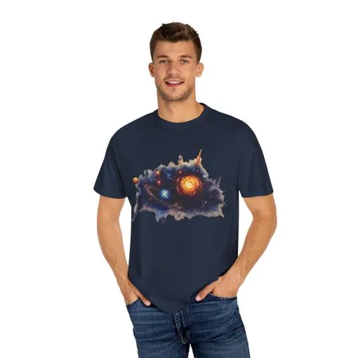 Cosmic Adventure Unisex Garment-Dyed T-Shirt - Space-Themed Graphic Tee - Image 3