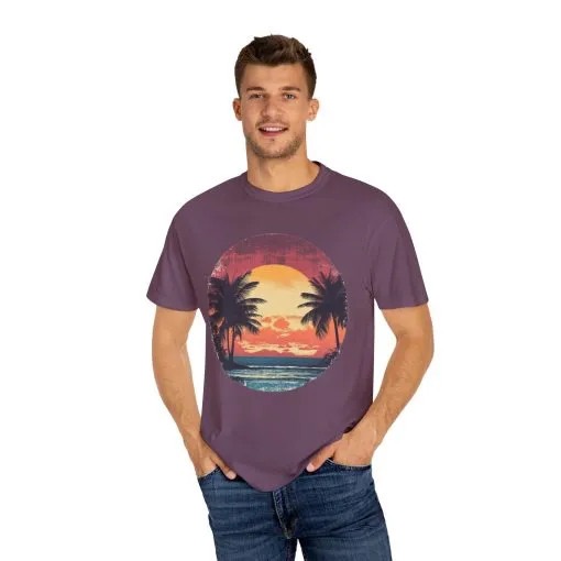 Unisex Garment-Dyed T-shirt | Sunset Beach Vibes Tee - Image 3