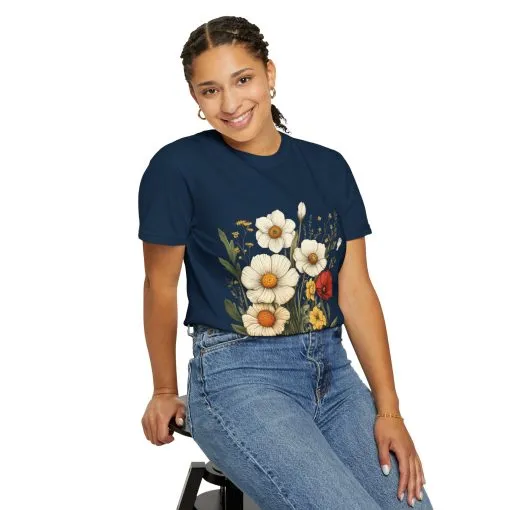 Floral Garden Unisex T-Shirt - Vintage Style Flower Design - Image 32