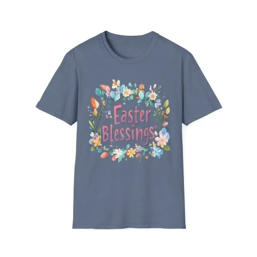 Easter Blessings Unisex Softstyle T-Shirt – Spring Floral Design - Image 36