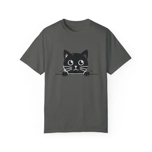 Cute Cat Design Unisex Garment-Dyed T-Shirt - Perfect for Animal Lovers - Image 5