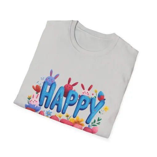Easter Joy Unisex Softstyle T-Shirt - Spring Floral Design - Image 3